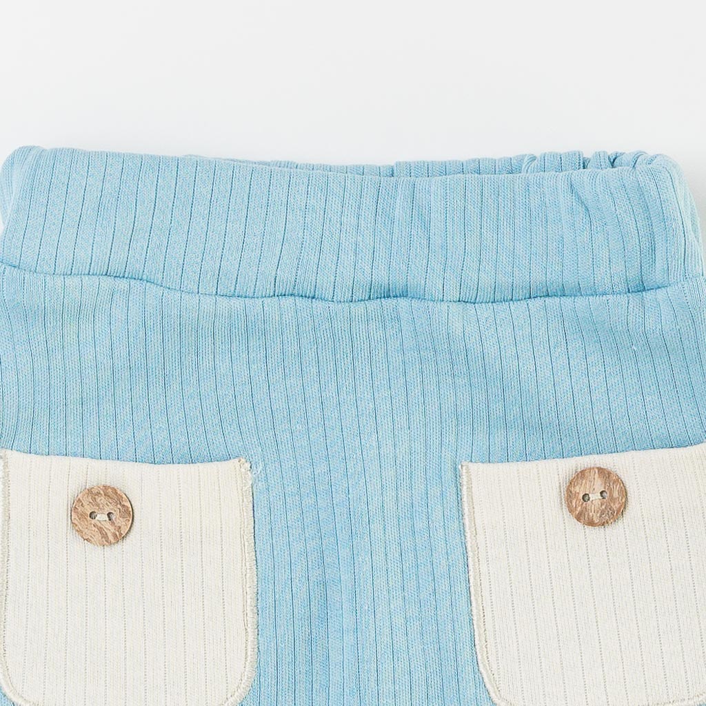 Бебешки комплект тениска и къси панталонки за момче Hoppy Бежов