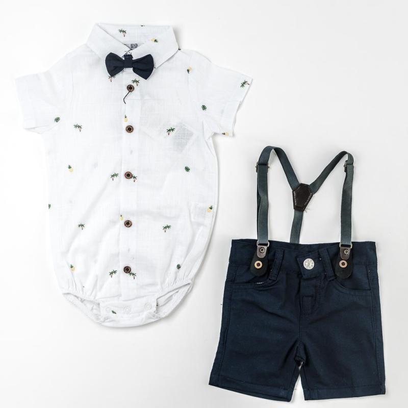 Baby set For a boy Shirt with short sleeves and pants  Bontino Palms  White
