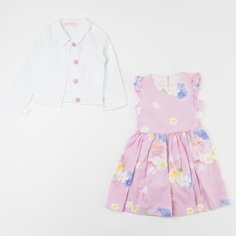 Childrens clothing set Dress and Denim jacket  Flower Summer Girl