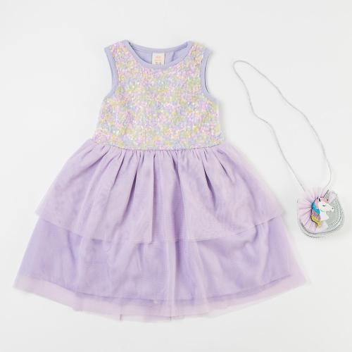 Παιδικο φορεμα με τουλι με τσαντακι  Bupper Glammi  Μωβ