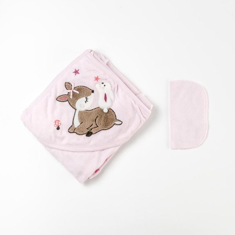 Βρεφικη πετσετα Για Κορίτσι  BabyLine Doe   90x80 cm.  Ροζε