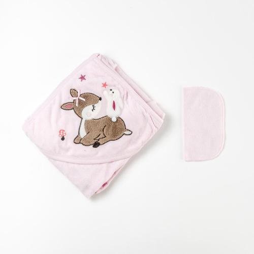Βρεφικη πετσετα Για Κορίτσι  BabyLine Doe   90x80 cm.  Ροζε