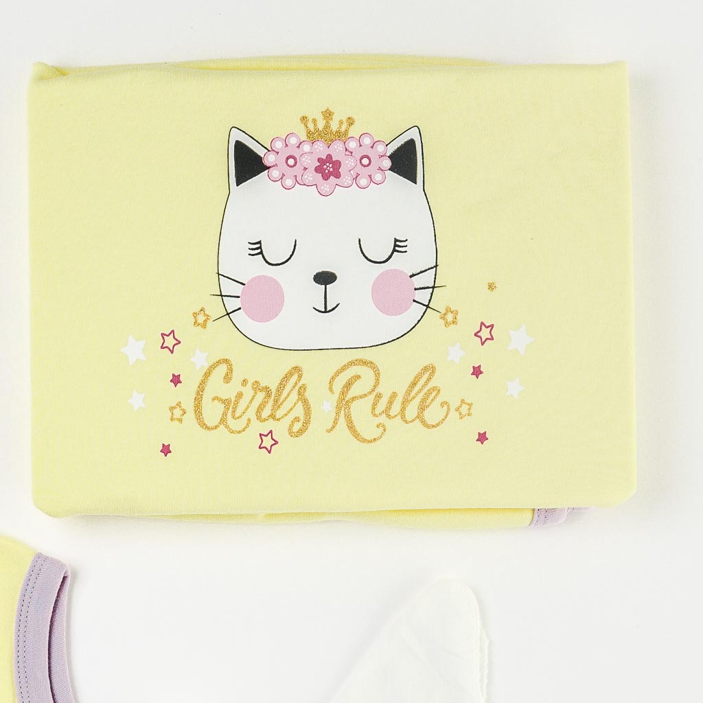 Комплект за изписване за момиче MiniMix Cute Kitty 10 части с пелена Лилав