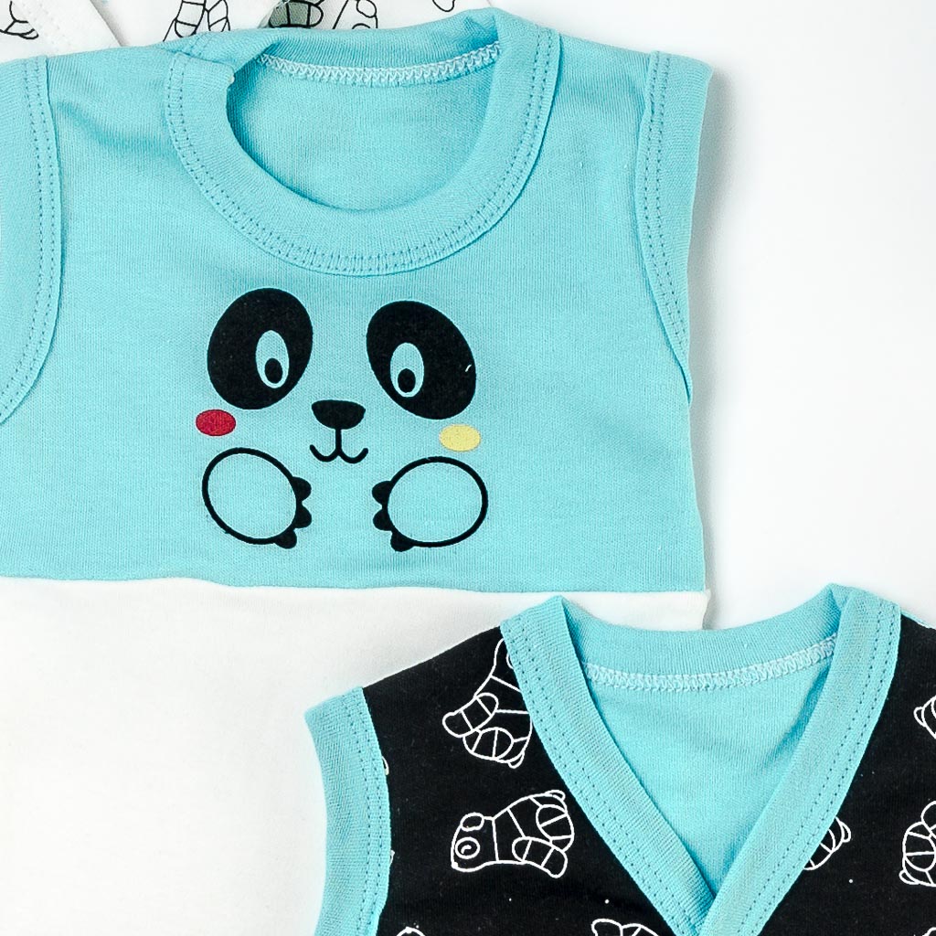 Βρεφικο σετ Για Αγόρι  Wiwa Panda  10 τεμαχια με κουβέρτα Μπλε