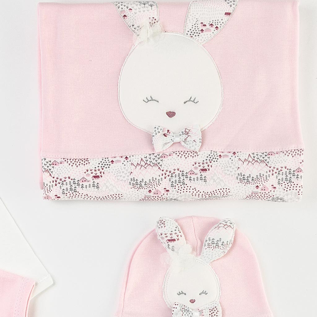 Βρεφικο σετ με κουβέρτα Για Κορίτσι  Gaye bebe   Rabbit  10 τεμαχια Ροζ