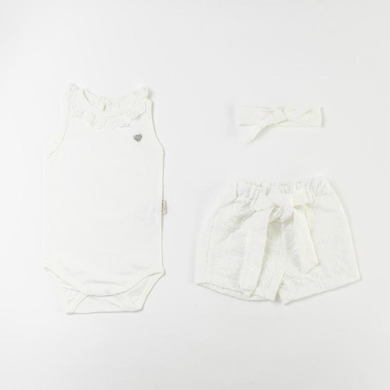 Baby set Bodysuit and shorts For a girl  Love White Baby  White