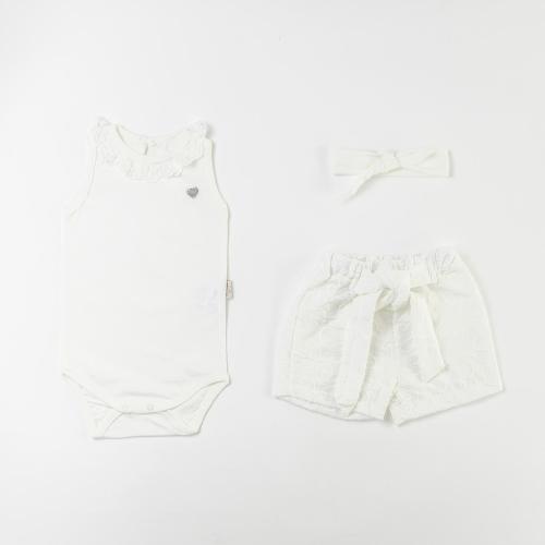 Бебешки комплект боди и къси панталонки за момиче Love White Baby Бял