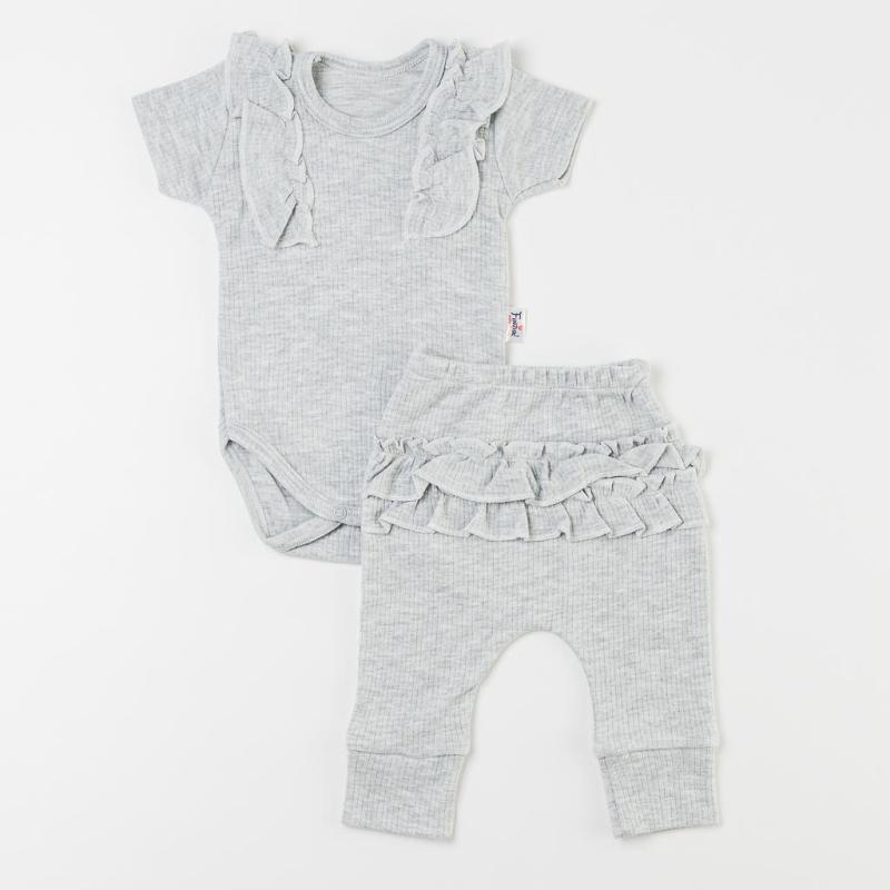 Βρεφικά σετ ρούχων Για Κορίτσι Κορμακι με παντελονακι  Findik Baby  Γκρί
