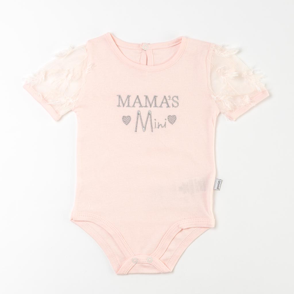Бебешки комплект боди с къс ръкав и пола Mamas Mini Праскова