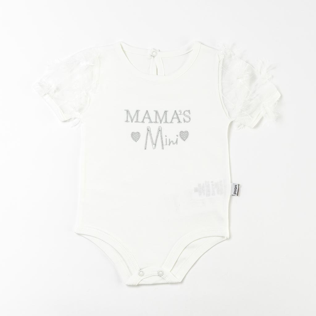 Бебешки комплект боди с къс ръкав и пола Mamas Mini Бял