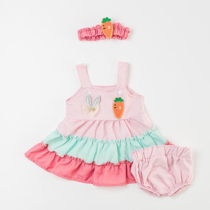 Baby set 3 parts For a girl  JNF Collection   Sweet Carrot  Pink