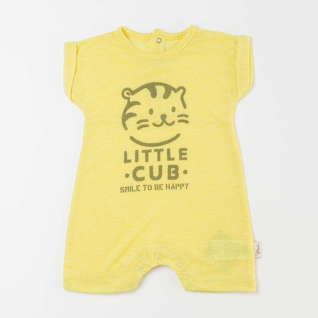 Бебешки гащеризон с къс ръкав за момче Little Cub Жълт
