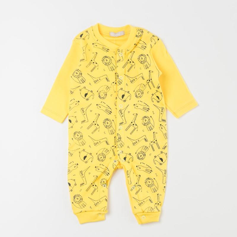 Baby overalls with long sleeves For a boy  Bip Baby   Animals  Yellow