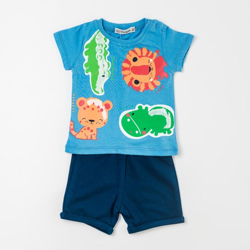 Бебешки комплект тениска и къси панталонки  момче Pengim KidsCrocodile Син