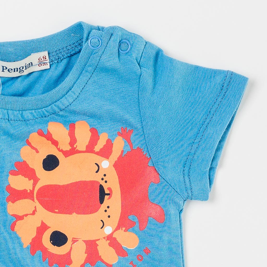 Бебешки комплект тениска и къси панталонки за момче Pengim KidsCrocodile Син
