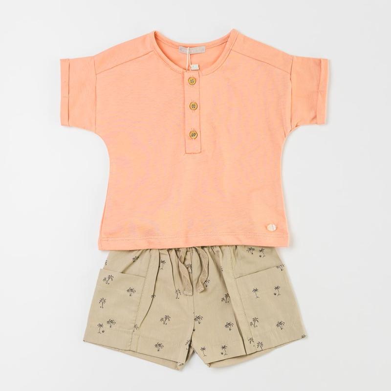 Baby set t-shirt and shorts For a boy  Cassiope Classic  Peach