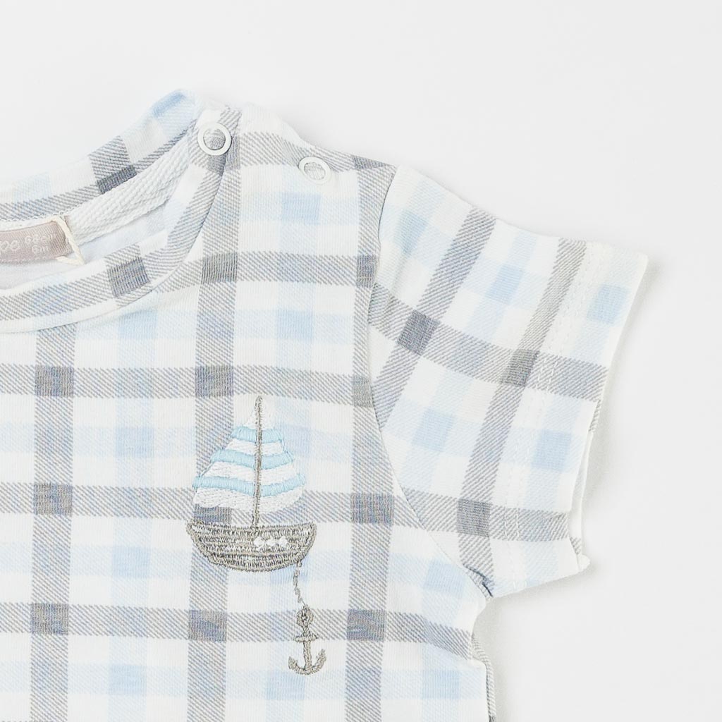 Бебешки комплект тениска и къси панталонки за момче Cassiope Boat Син