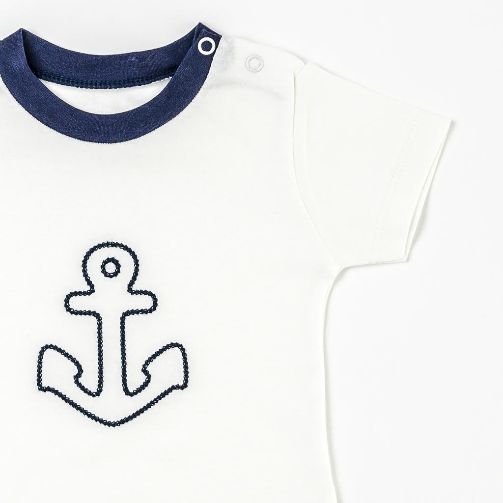 Βρεφικά σετ ρούχων Για Αγόρι Κορμακι με κοντο παντελονι  Paun Baby The Sailor  Ασπρο