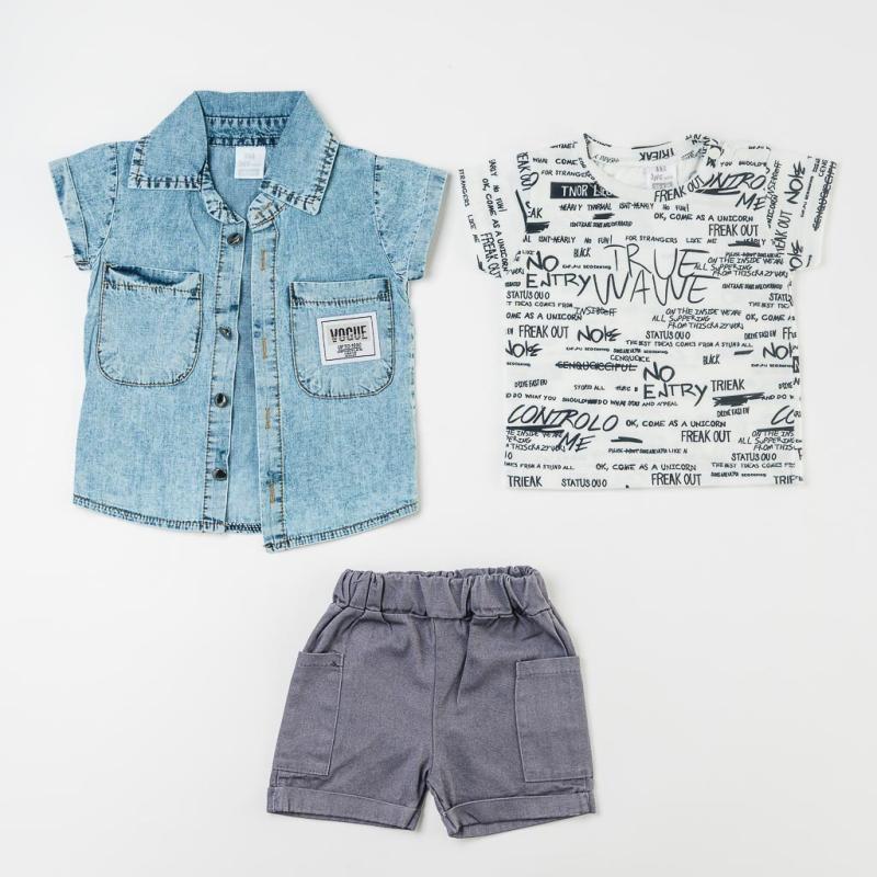 Baby súprava Košeľa s krátkymi rukávmi Tričko a nohavice Pre chlapca  JNF Collection   Тrue