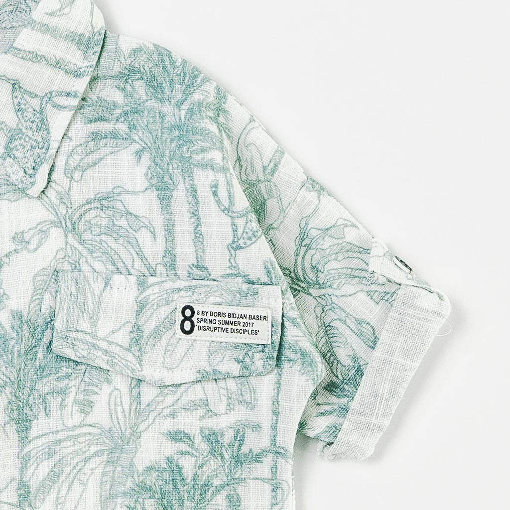 Βρεφικά σετ ρούχων Πουκάμισο με κοντο μανικι Κοντομάνικη μπλούζα με παντελονακι Για Αγόρι  Jikko Baby Palms  Πρασινο