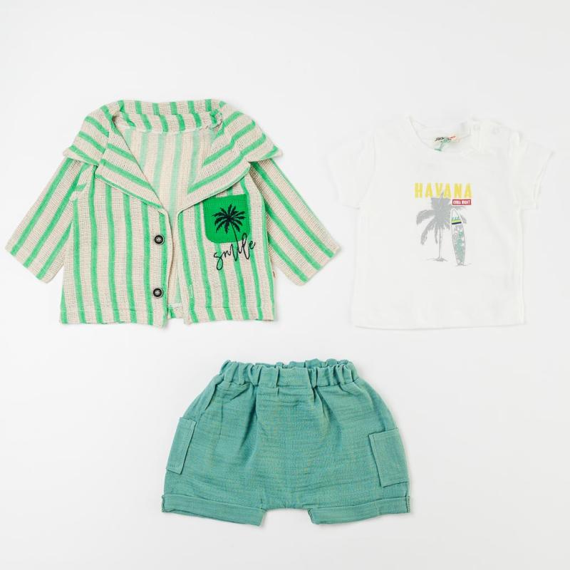 Kojenecká souprava Košile krátké rukávy Tričko a kalhoty Pro chlapce  Jikko Baby Havana  Máta