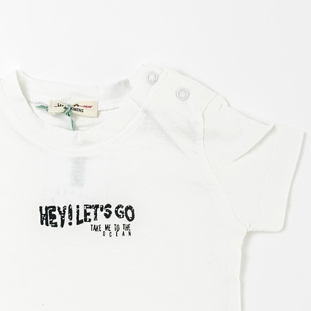 Βρεφικά σετ ρούχων Κοντομάνικη μπλούζα Παντελόνι με σακακι Για Αγόρι  Jiko Baby   Hey Lets Go  Γκρί