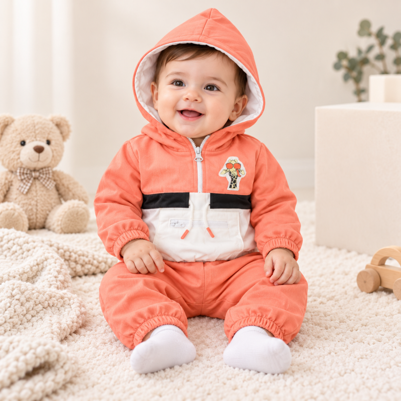 Бебешки комплект  момче Jikko Baby Crazy Giraffe Праскова
