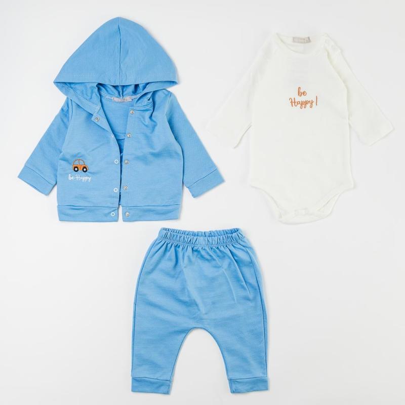 Baby set For a boy 3 parts  Bip Baby   Be happy  Blue