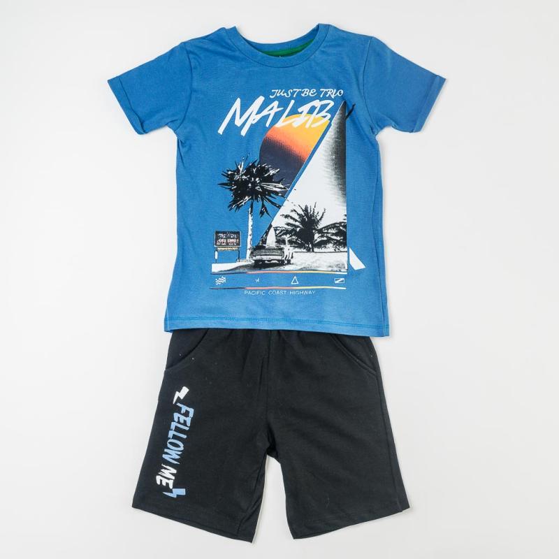 Childrens clothing set t-shirt and shorts For a boy  Just Be Trio  Blue