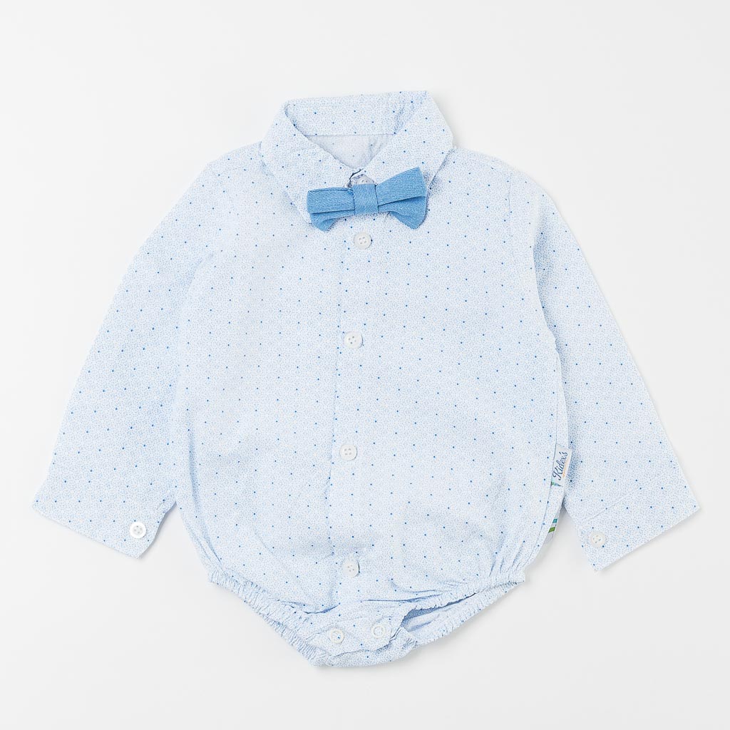 Βρεφικο κοστουμι Για Αγόρι με παπιγιον και τιραντες  Kidex Baby   Blue Gentleman  Μπλε