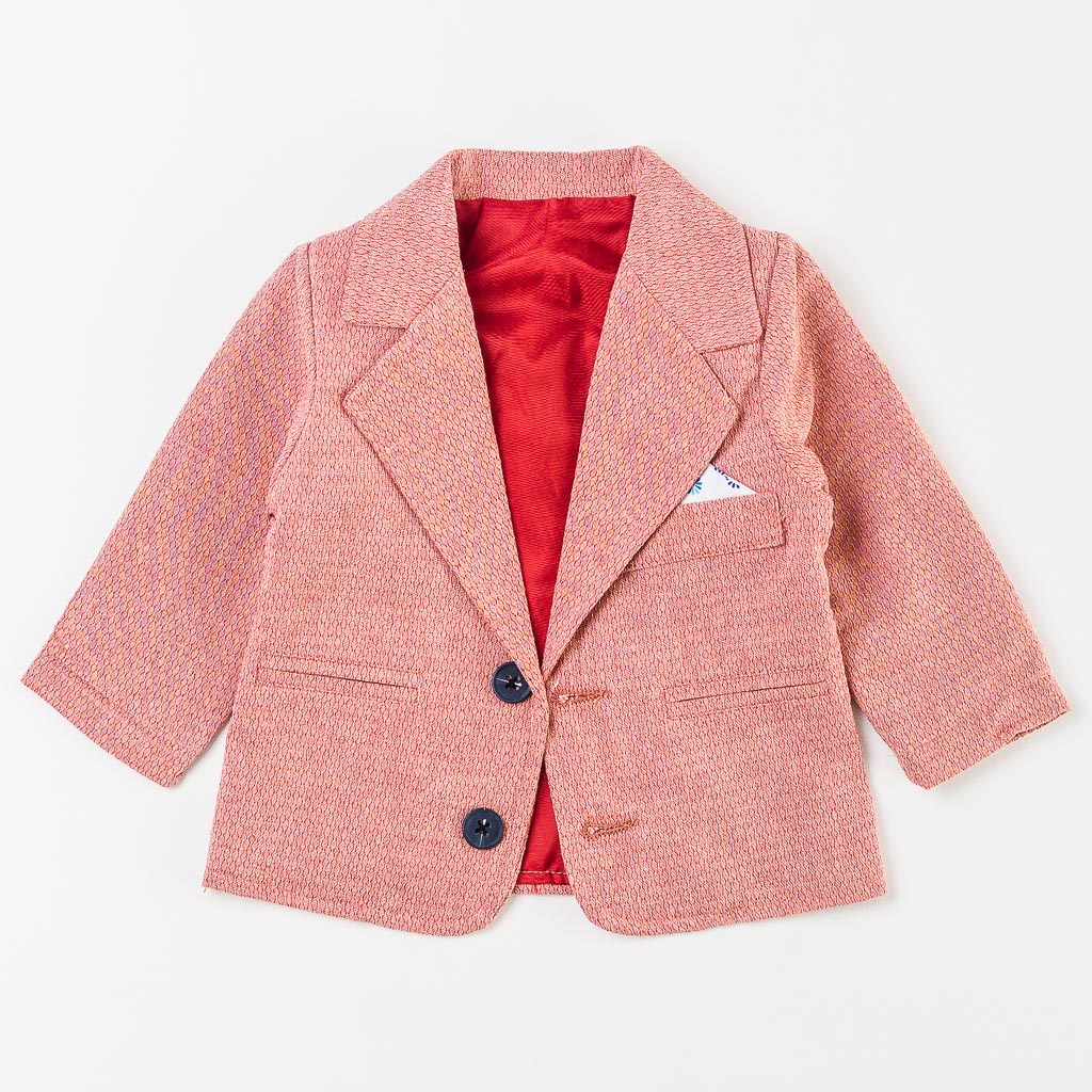 Βρεφικο κοστουμι Για Αγόρι Τζιν παντελονι Πουκάμισο με παπιγιον με σακακι  Ecoo Kids  Κοκκινο