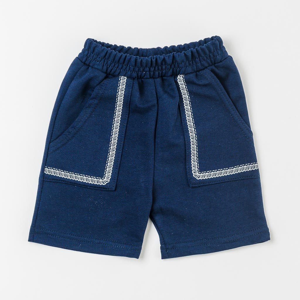 Бебешки къси панталонки за момче от трико Сини