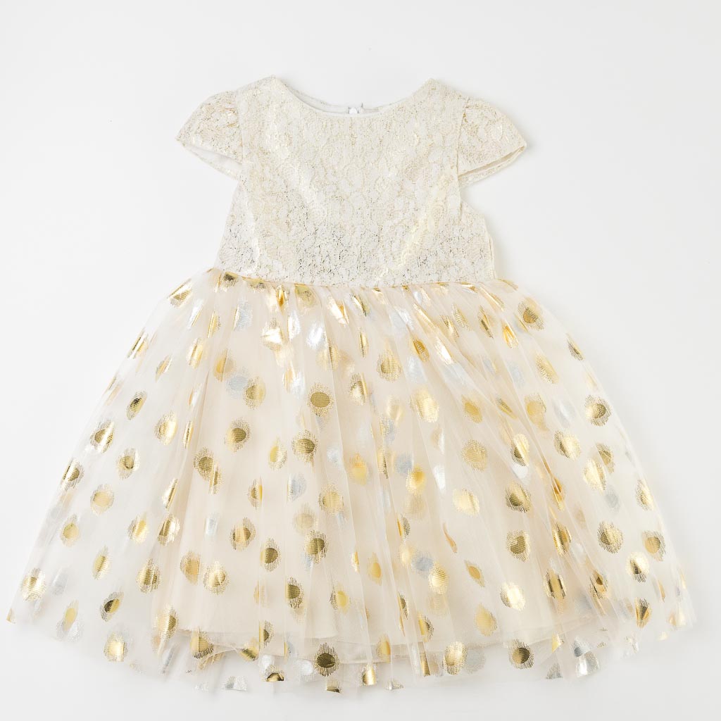 Детска официална рокля с тюл Eray Kids Gold Princes с чантичка Златиста