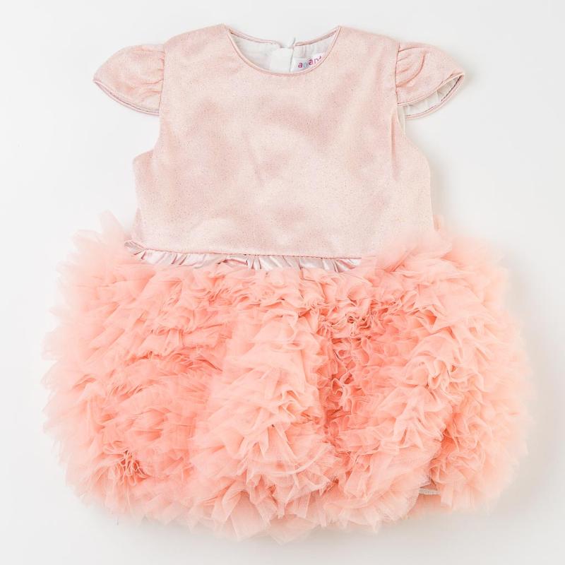 Childrens formal dress with tulle and ribbon  Amante  Peach