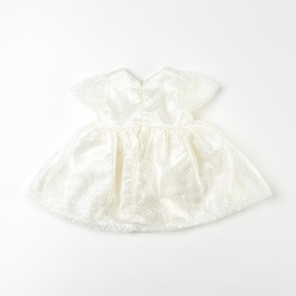 Βρεφικά σετ ρούχων καλοκαιρινο επισημο φορεμα με δαντελα και καλσον κορδελα για μαλλια με παπουτσακια  Amante White Lady  Ασπρο