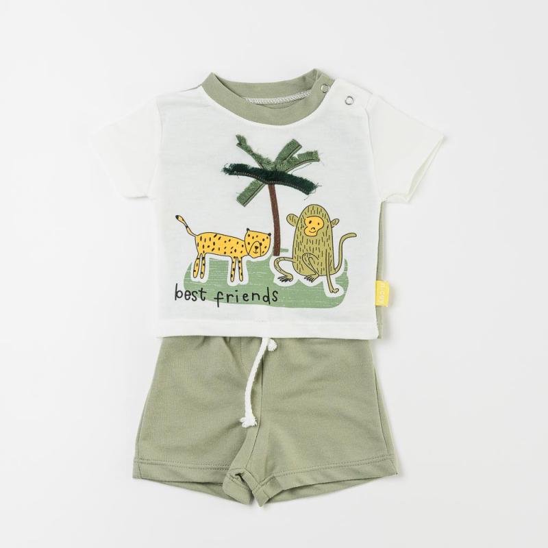 Baby set For a boy t-shirt and shorts  Best Friends  Green