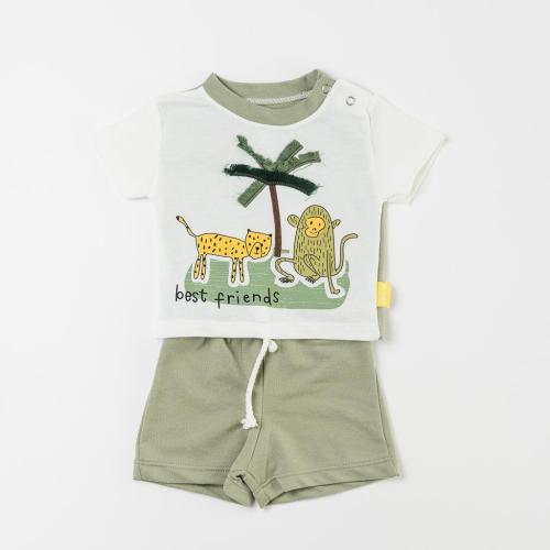 Бебешки комплект за момче тениска и къси панталонки Best Friends Зелен