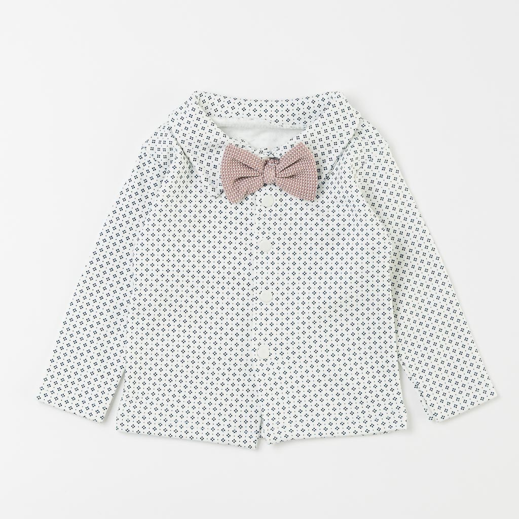 Бебешки комплект за момче риза елече и панталон от трико Fashion Desigh Кафяв