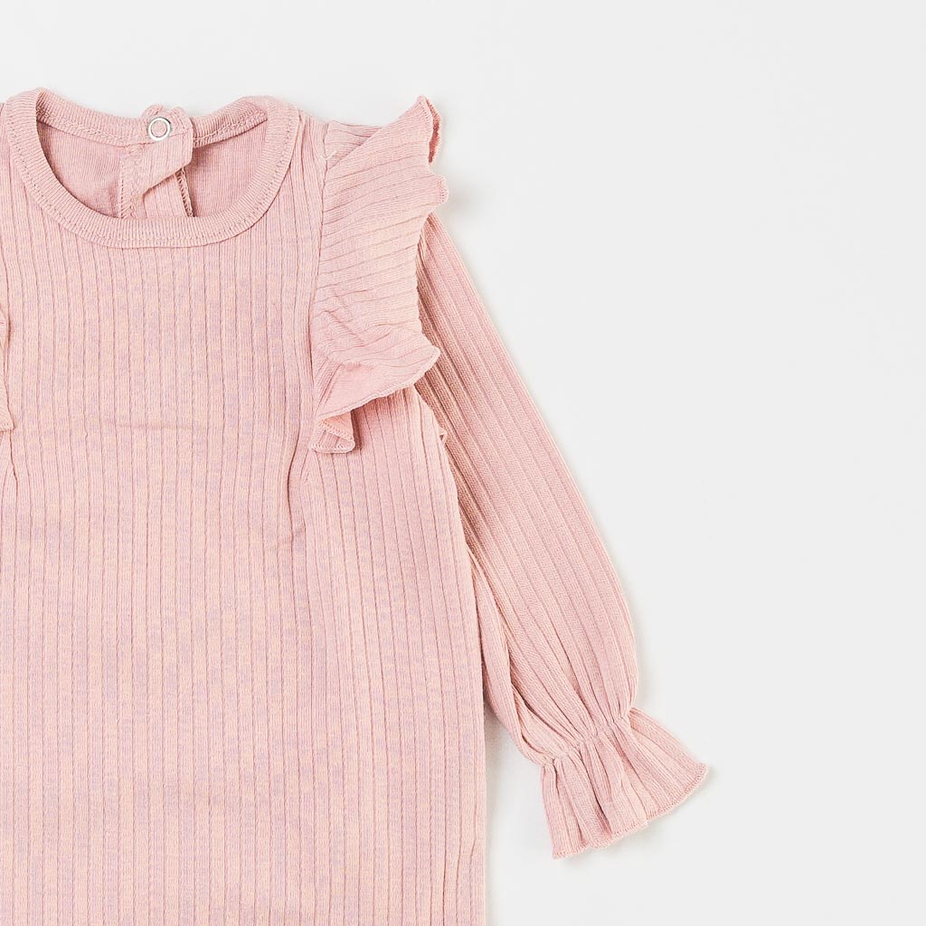 Βρεφικά σετ ρούχων κορμακι και παντελονι Για Κορίτσι  Anna Babba   Natural Baby  Ροζ
