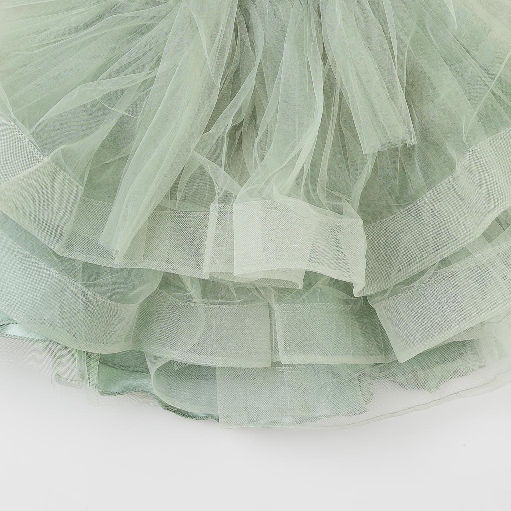 Παιδικο επισημο φορεμα με τουλι  Ayisig Flowers  Πρασινα