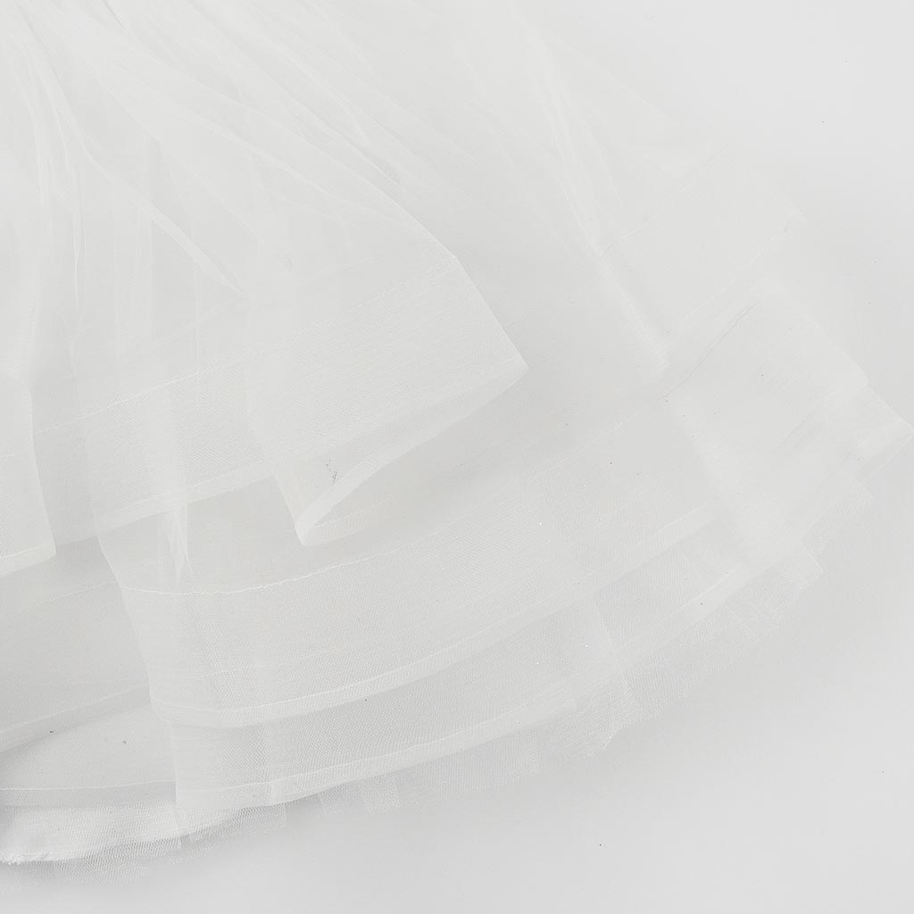 Παιδικο επισημο φορεμα με τουλι  Ayisig Flowers  ασπρα