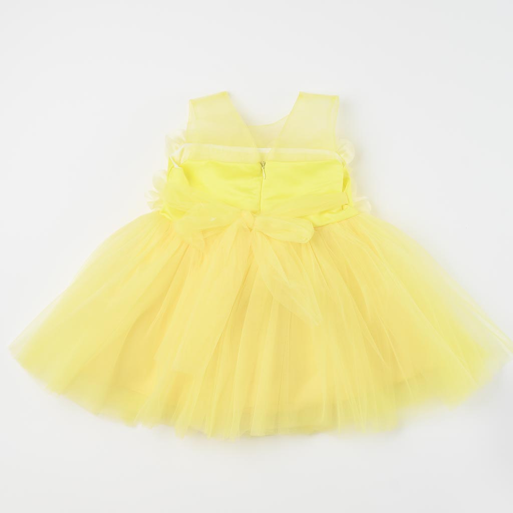 Детска официална рокля с тюл Ayisig Flowers Жълта