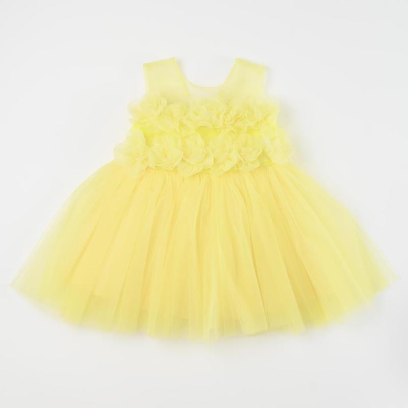 Dětské společenské šaty s tylem  Ayisig Flowers  Žlutá