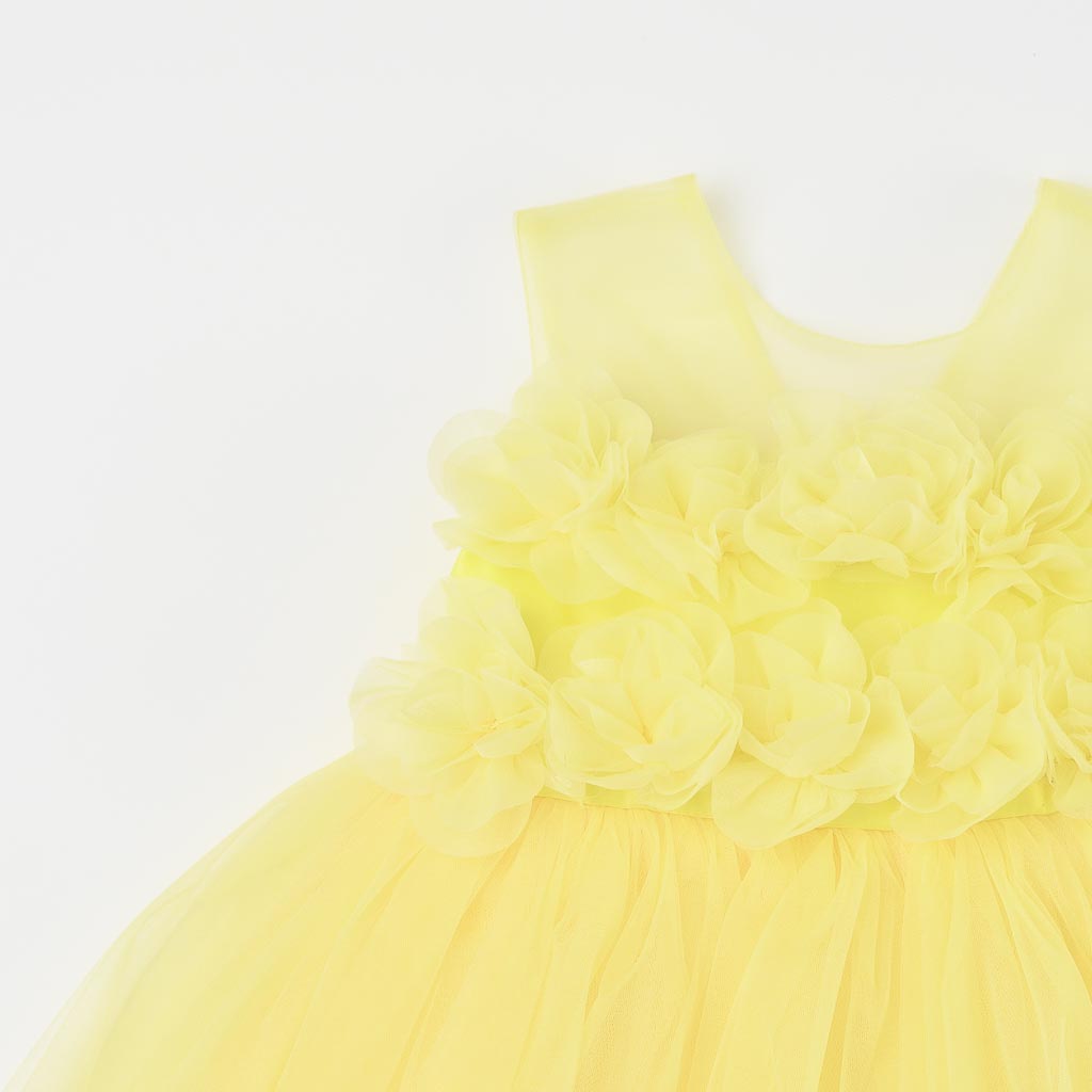 Παιδικο επισημο φορεμα με τουλι  Ayisig Flowers  Κιτρινα