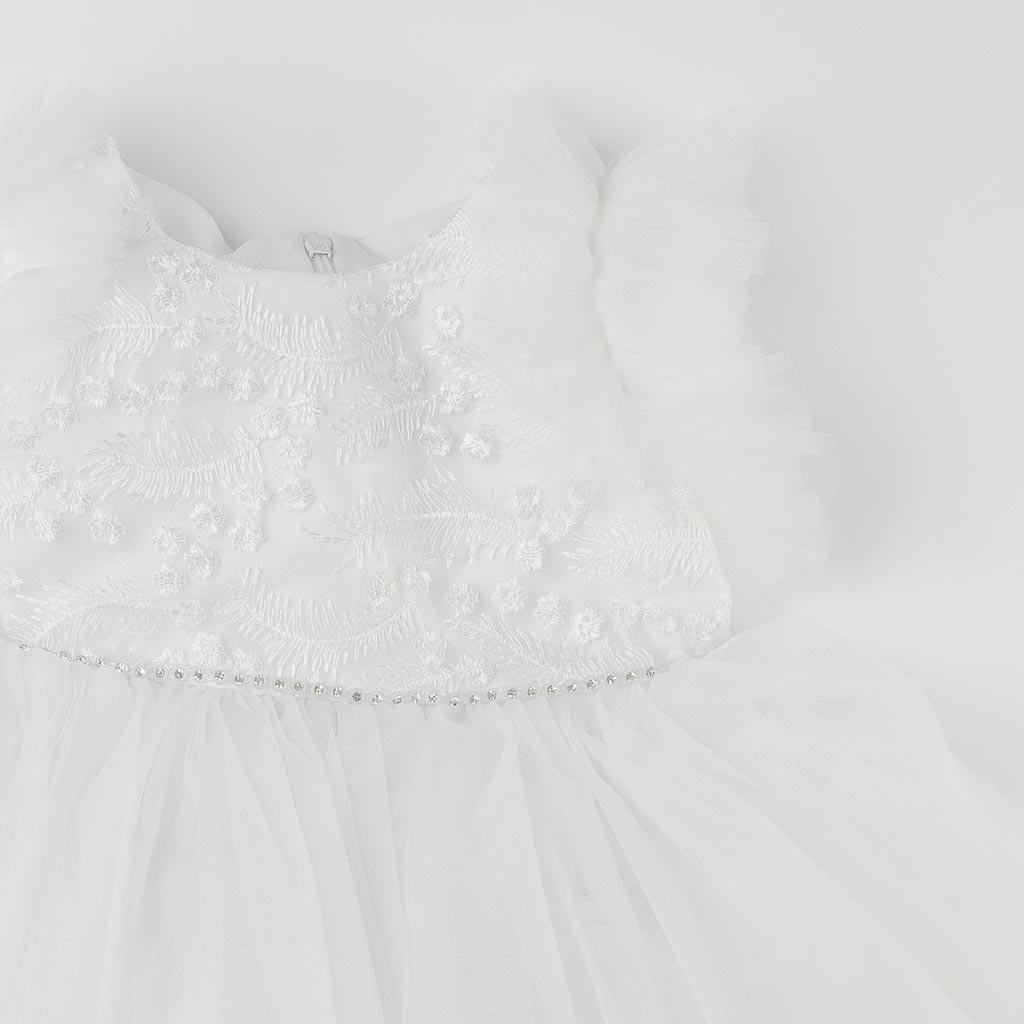Παιδικο επισημο φορεμα με δαντελα τουλι με διαμαντακια  Simply Gorgeous  ασπρα