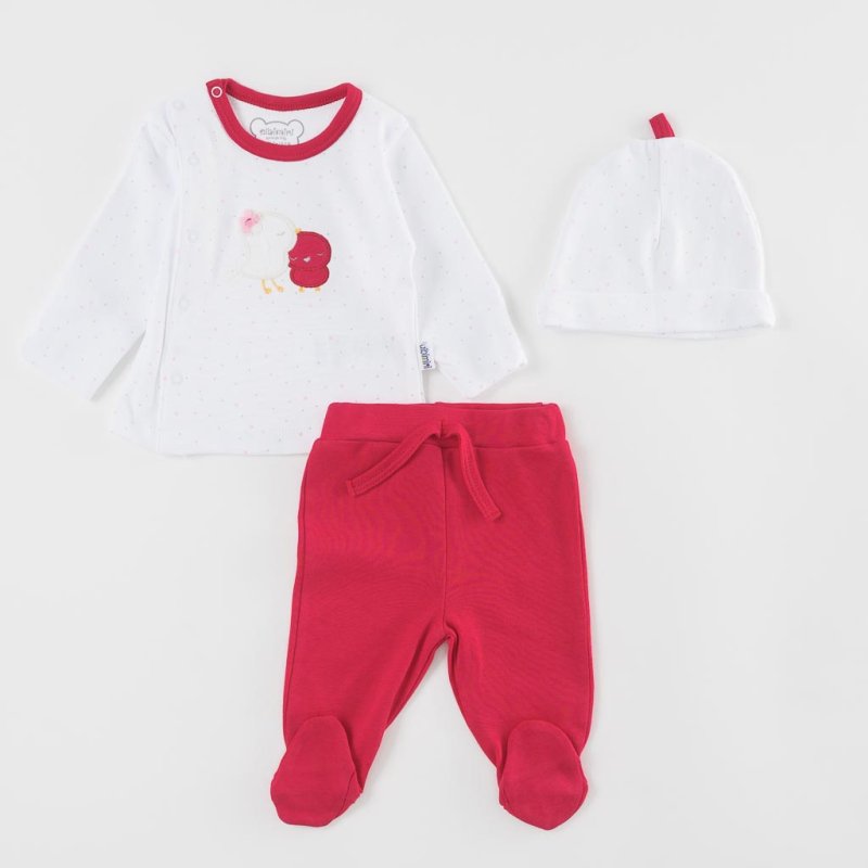 Baby set For a girl blouse baby pants and a hat  Sweet Birts  Red