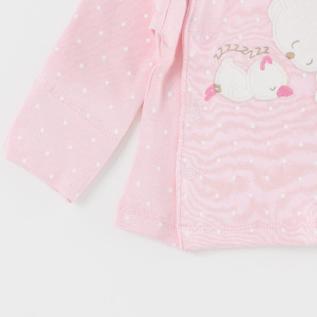 Бебешки комплект за момиче блузка ританки и шапка Sleep Baby sleep Розов