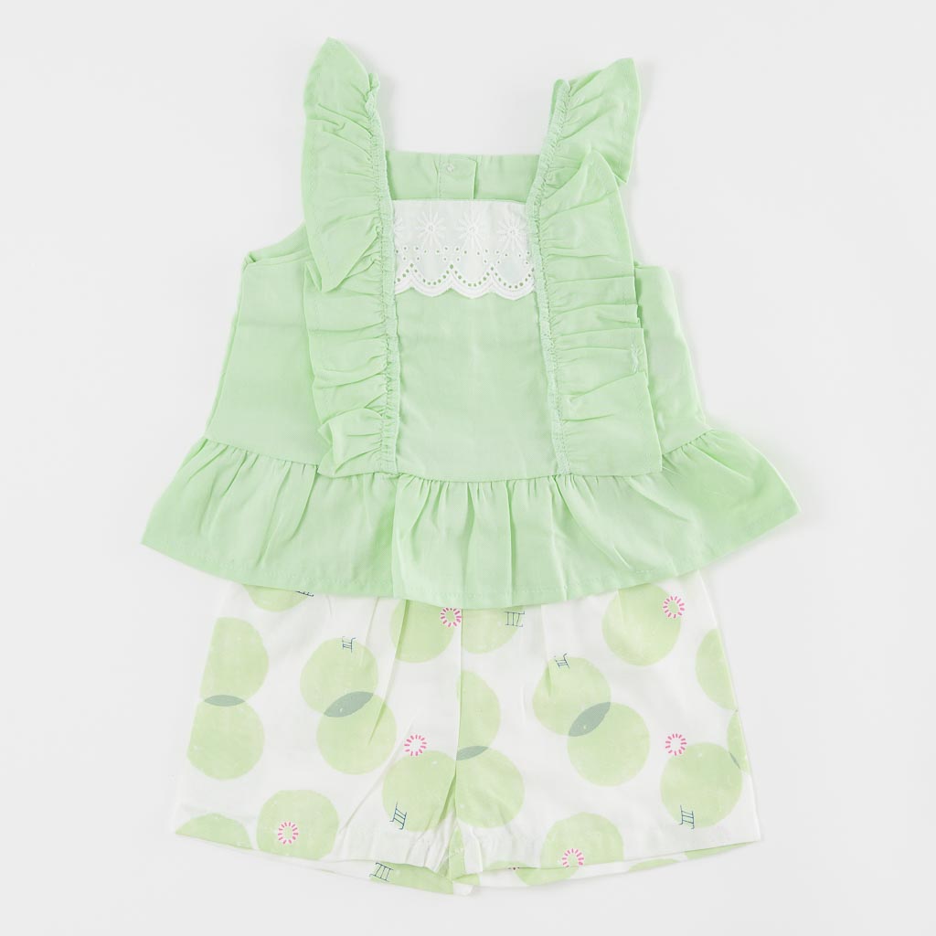 Бебешки комплект туника и къси панталонки за момиче Iggy Girls Зелен