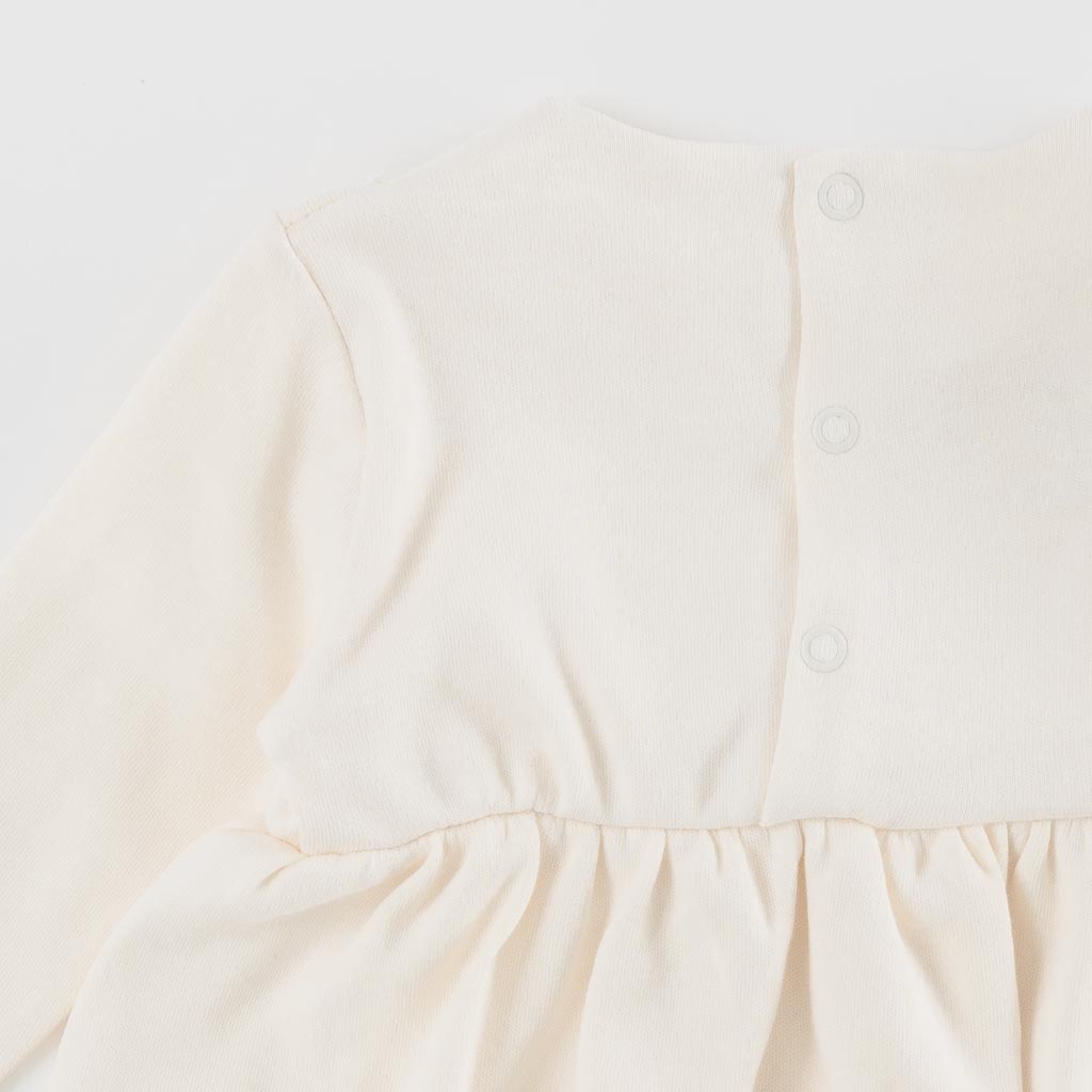 Βρεφικο φορεμα με μακρυ μανικι και κορδελα για τα μαλλια  Anna Babba Natural  Εκρου