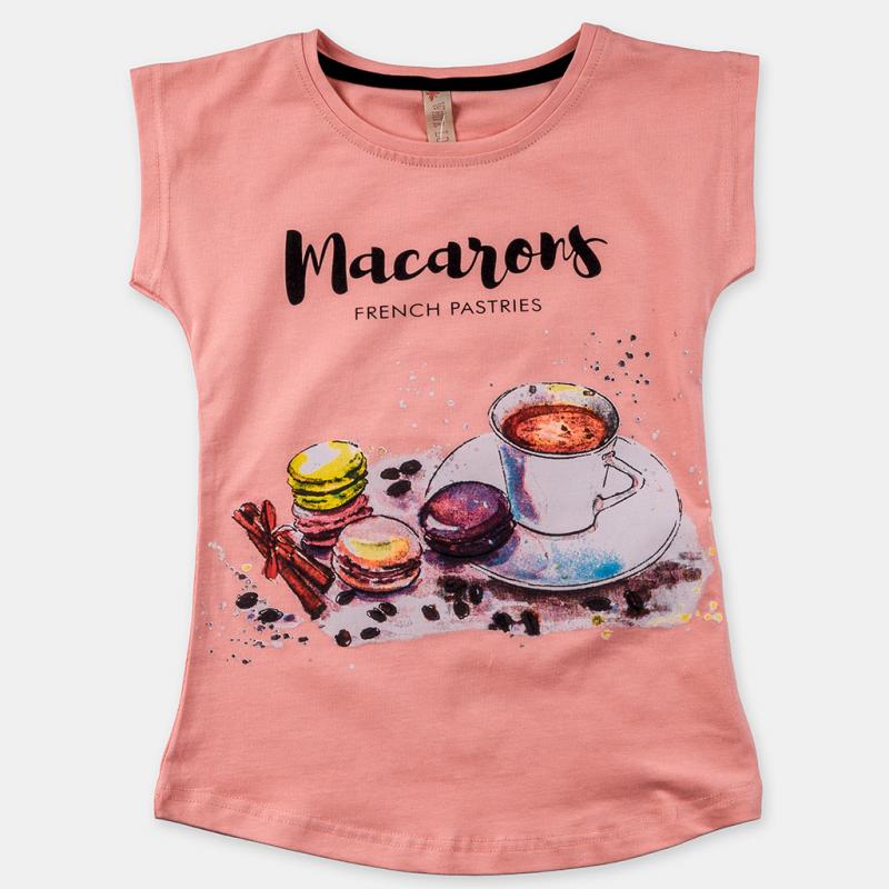 Детска тениска  момиче с щампа Macarons